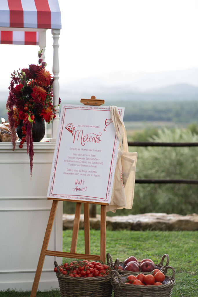 wedding decor at Conti di San Bonifacio Wine Resort in Tuscany